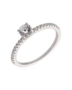 EJC T Shape Inlaid Zircon Sterling Silver Open Ring
