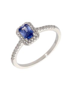 New Sterling Silver Blue & White Cubic Zirconia Dress Ring