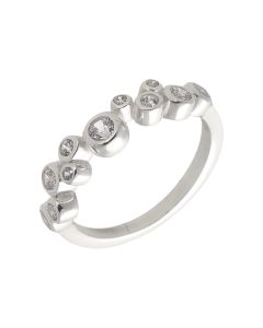 New Sterling Silver Cubic Zirconia Bubbles Ladies Ring