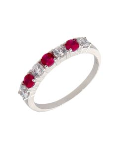 New Sterling Silver Red Cubic Zirconia Eternity Style Ring