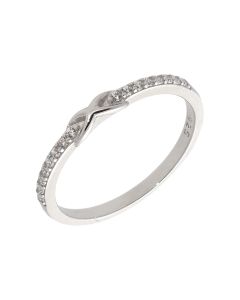 New Sterling Silver Cubic Zirconia Kiss Slender Band Ring