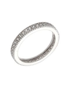 New Sterling Silver Cubic Zirconia Bead Edge Full Eternity Ring