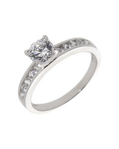New Sterling Silver Cubic Zirconia Solitaire Ring