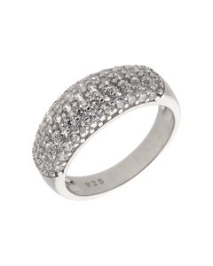 New Sterling Silver Cubic Zirconia Domed Band Ring