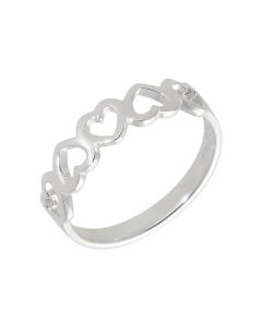 New Sterling Silver Cutout Hearts Ring