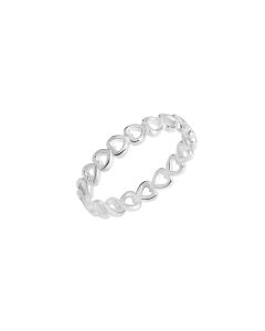 New Sterling Silver Hearts Band Ring