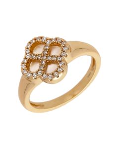 New Gold Plated Cubic Zirconia & Mother Of Pearl Petal Ring