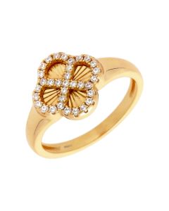New Gold Plated Cubic Zirconia Sunburst Petal Ring