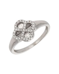 New Sterling Silver Cubic Zirconia Sunburst Petal Ring