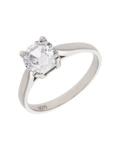 New Sterling Silver Cubic Zirconia Solitaire Ring