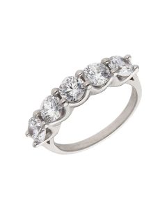 New Sterling Silver Cubic Zirconia 5 Stone Eternity Ring