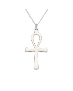 New Sterling Silver Ankh Cross & 18" Chain Necklace