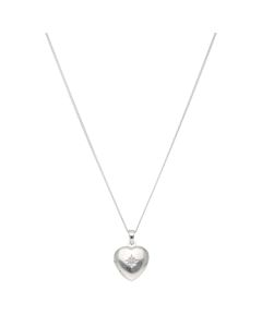 New Sterling Silver Stone Set Heart Locket & 18" Necklace