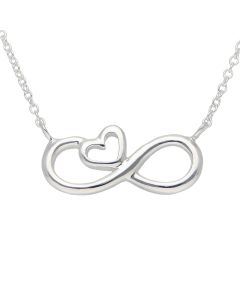 New Sterling Silver Infinity Heart Pendant & 15-17" Necklace