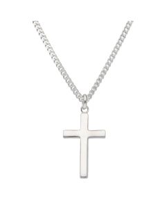 New Sterling Silver Solid Polished Cross Pendant & 20" Necklace