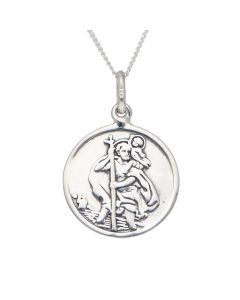 New Sterling Silver St Christopher Pendant & 20" Necklace