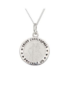 New Sterling Silver St Christopher Pendant & 18" Necklace