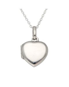 New Sterling Silver Small Heart Shaped Locket & 18" Necklace