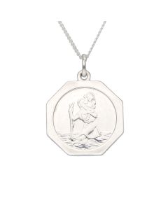 New Sterling Silver St Christopher & 20" Chain Necklace