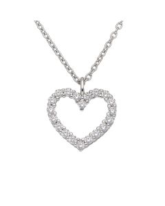 New Sterling Silver Cubic Zirconia Heart 16-18" Necklace