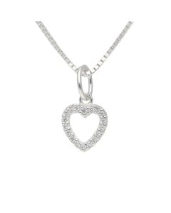 New Sterling Silver Cubic Zirconia Small Heart & 18" Necklace