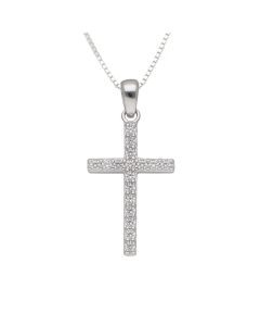 New Sterling Silver Cubic Zirconia Cross & 20" Chain Necklace