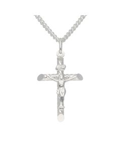 New Sterling Silver Twist Crucifix & 22" Curb Chain Necklace