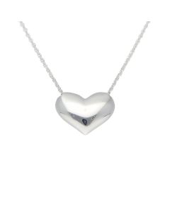 New Sterling Silver 18 Inch Sliding Heart Necklace