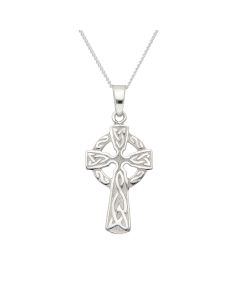 New Sterling Silver Celtic Cross Pendant & 18" Chain Necklace