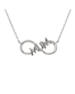 New Sterling Silver 18" Mum Infinity Necklace