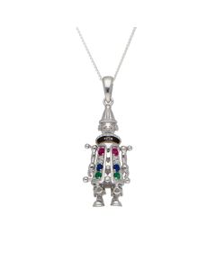 New Sterling Silver Gemstone Clown & 18" Chain Necklace