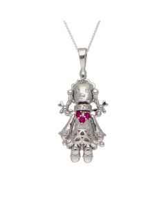New Sterling Silver Gemstone Doll & 18" Chain Necklace