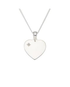 New Sterling Silver Gemstone Set Polished Heart & 18" Necklace
