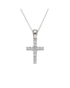 New Sterling Silver Cubic Zirconia Cross & 18" Necklace