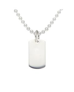 New Sterling Silver Dog Tag Engraveable Pendant & 18" Bead Chain