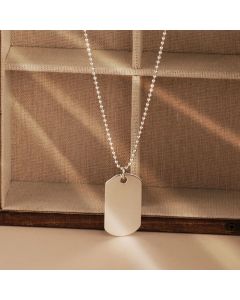 New Sterling Silver Dog Tag Engraveable Pendant & 20" Bead Chain