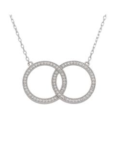 New Sterling Silver 18" Gemstone Entwined Double Circle Necklace