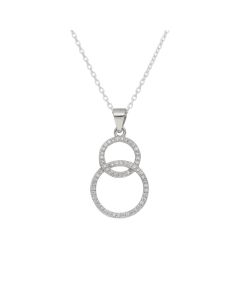 New Sterling Silver 18" Gemstone Stacked Double Circle Necklace