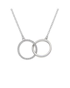 New Sterling Silver 17" Gemstone Linked Double Circle Necklace