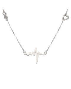 New Sterling Silver Heartbeat Infinity Love Heart Necklace