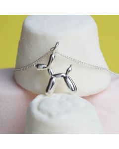New Sterling Silver Balloon Dog Pendant & 16" Necklace