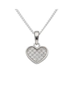 New Sterling Silver Cubic Zirconia Heart Pendant & 16" Necklace