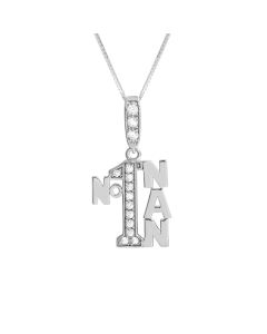 New Sterling Silver Cubic Zirconia No.1 Nan Pendant Necklace