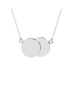 New Sterling Silver 17" Double Circle Disc Necklace