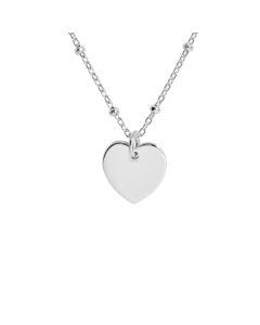 New Sterling Silver Heart Pendant & 18" Beaded Chain Necklace