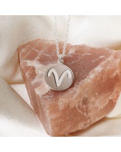 Silver Aries Horoscope Pendant & Chain
