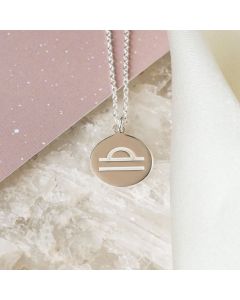Silver Libra Horoscope Pendant & Chain