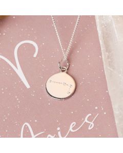 Silver Aries Constellation Cubic Zirconia Pendant & Chain