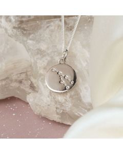 Silver Taurus Constellation Cubic Zirconia Pendant & Chain