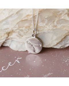Silver Cancer Constellation Cubic Zirconia Pendant & Chain